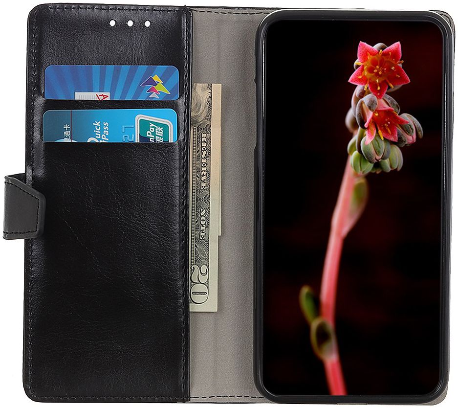 Sony Xperia 5 Litchi Skin Portemonnee Hoesje Zwart afbeelding 12