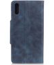 Sony Xperia 5 Vintage Portemonnee Hoesje met Drukknoop Sluiting Blauw