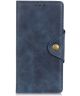 Sony Xperia 5 Vintage Portemonnee Hoesje met Drukknoop Sluiting Blauw