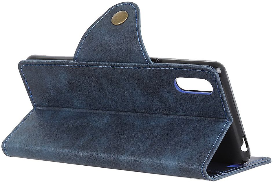 Sony Xperia 5 Vintage Portemonnee Hoesje met Drukknoop Sluiting Blauw afbeelding 3