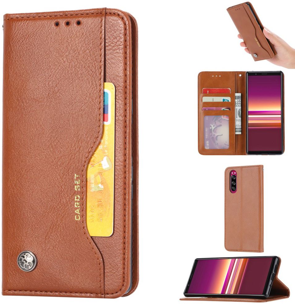 Sony Xperia 5 Stijlvol Luxe Portemonnee Hoesje Bruin afbeelding 1