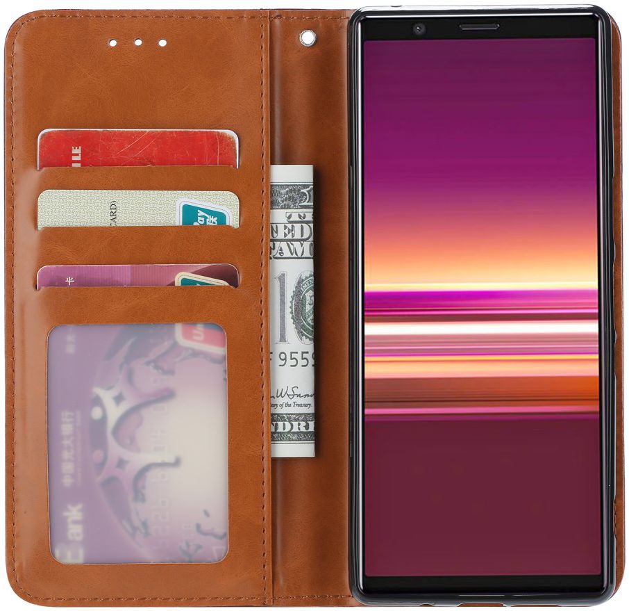 Sony Xperia 5 Stijlvol Luxe Portemonnee Hoesje Bruin afbeelding 5