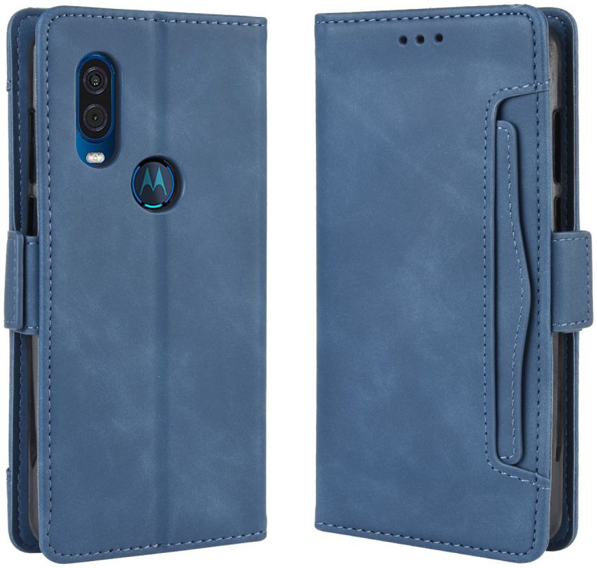 Motorola One Vision Portemonnee Hoesje Met Kaarthouder Blauw afbeelding 2