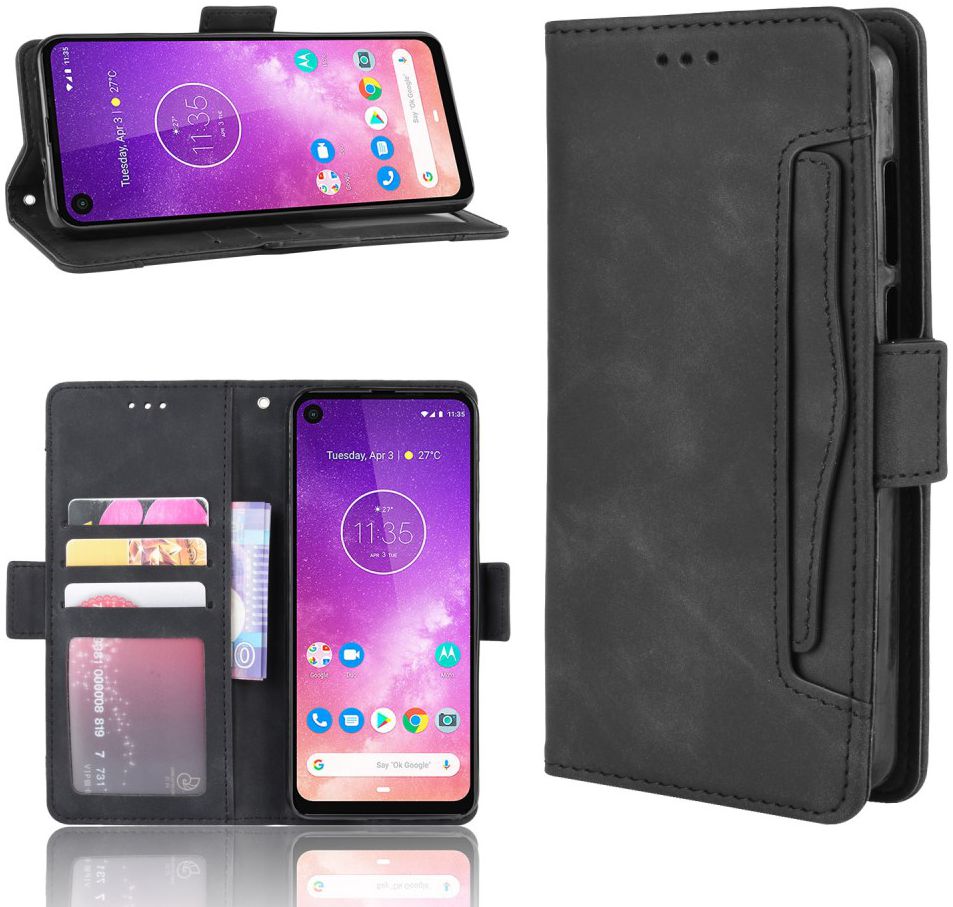 Motorola One Vision Portemonnee Hoesje Met Kaarthouder Zwart afbeelding 1