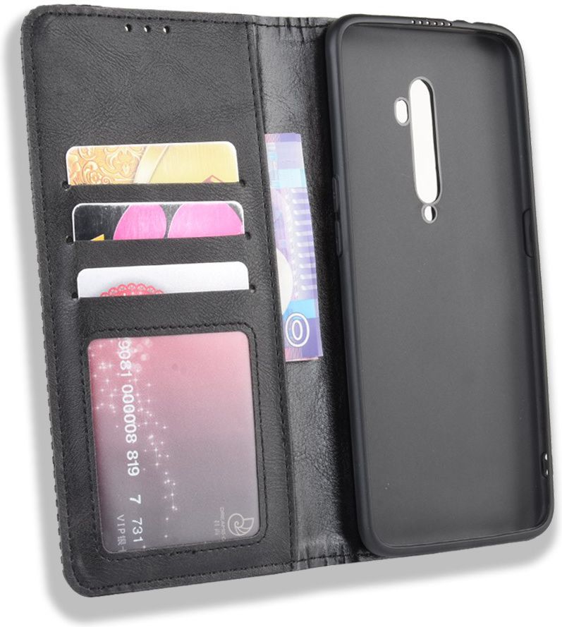 Oppo Reno 2 Stijlvol Vintage Portemonnee Hoesje Zwart afbeelding 2