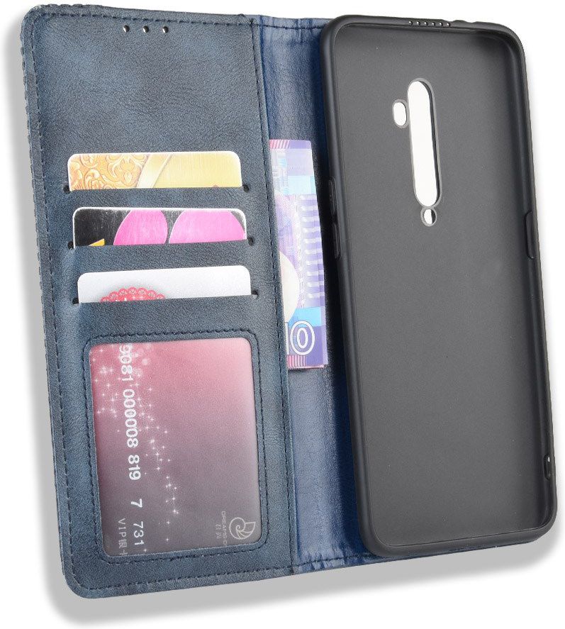 Oppo Reno 2 Stijlvol Vintage Portemonnee Hoesje Blauw afbeelding 1