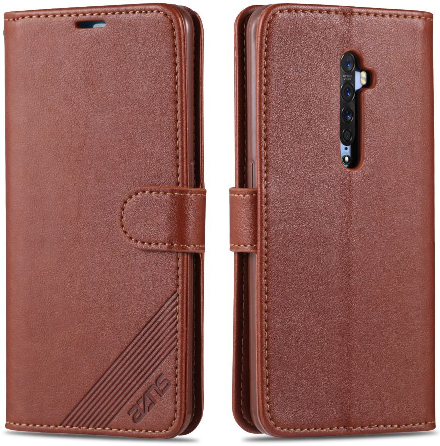 AZNS Oppo Reno 2 Portemonnee Stand Hoesje Coffee afbeelding 2