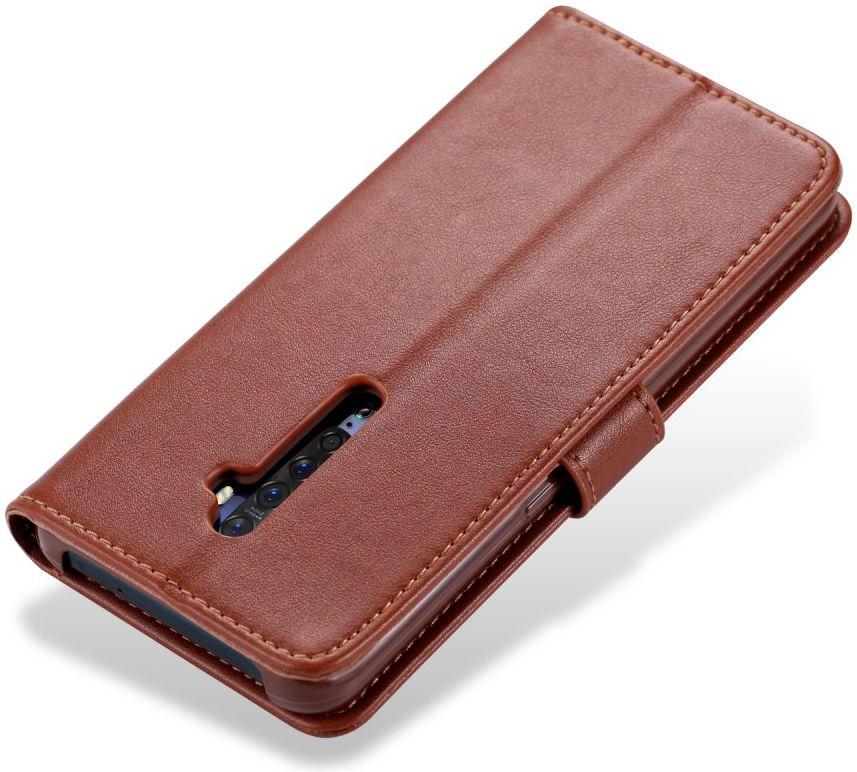AZNS Oppo Reno 2 Portemonnee Stand Hoesje Coffee afbeelding 7