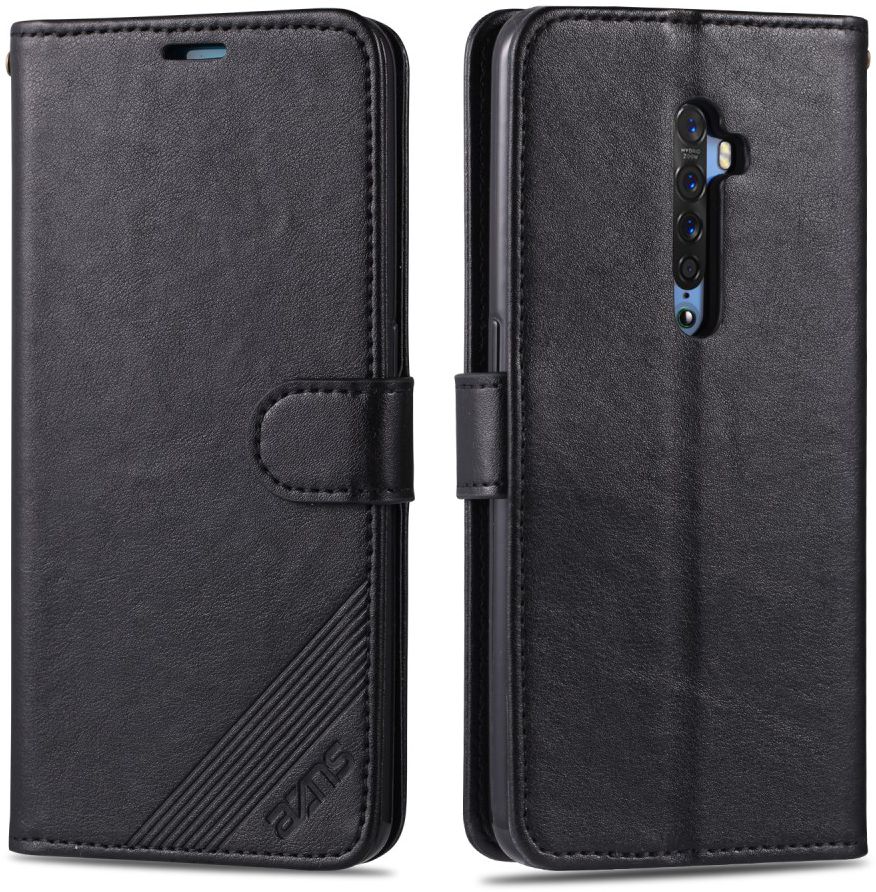 AZNS Oppo Reno 2 Portemonnee Stand Hoesje Zwart afbeelding 2