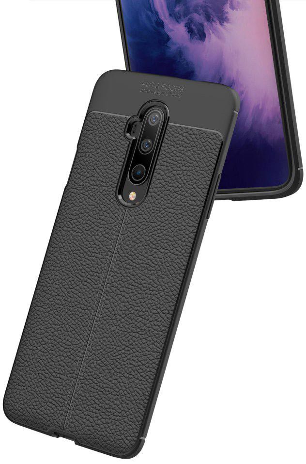 OnePlus 7T Pro Litchi Leren Textuur TPU Hoesje Zwart afbeelding 4