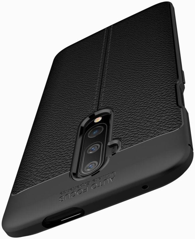 OnePlus 7T Pro Litchi Leren Textuur TPU Hoesje Zwart afbeelding 7