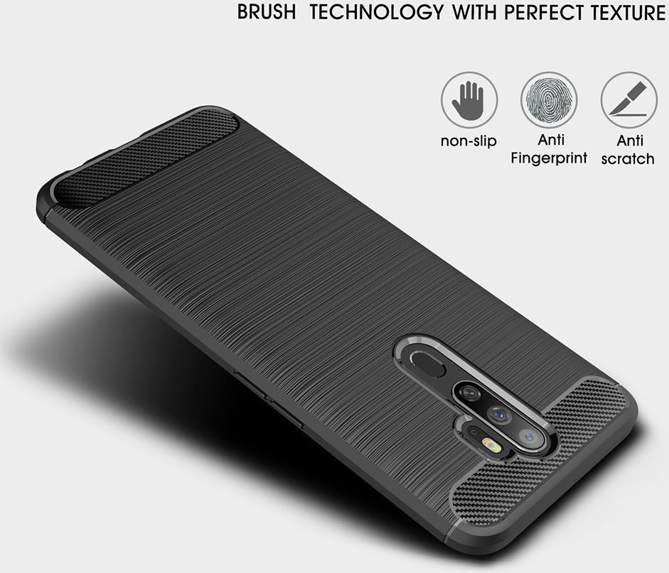 Oppo A5 / A9 (2020) Geborsteld TPU Hoesje Zwart afbeelding 6