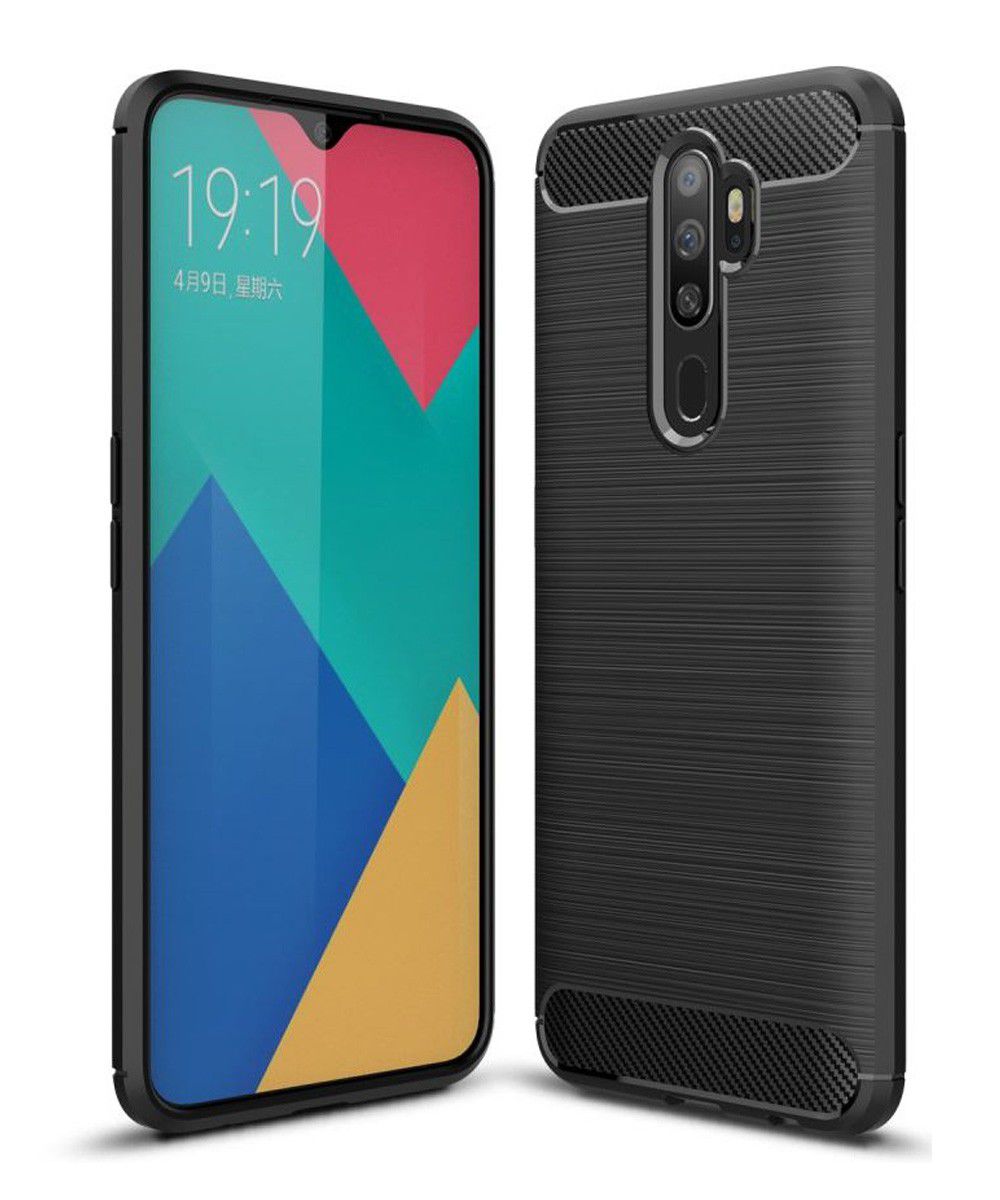 Oppo A5 / A9 (2020) Geborsteld TPU Hoesje Zwart afbeelding 1