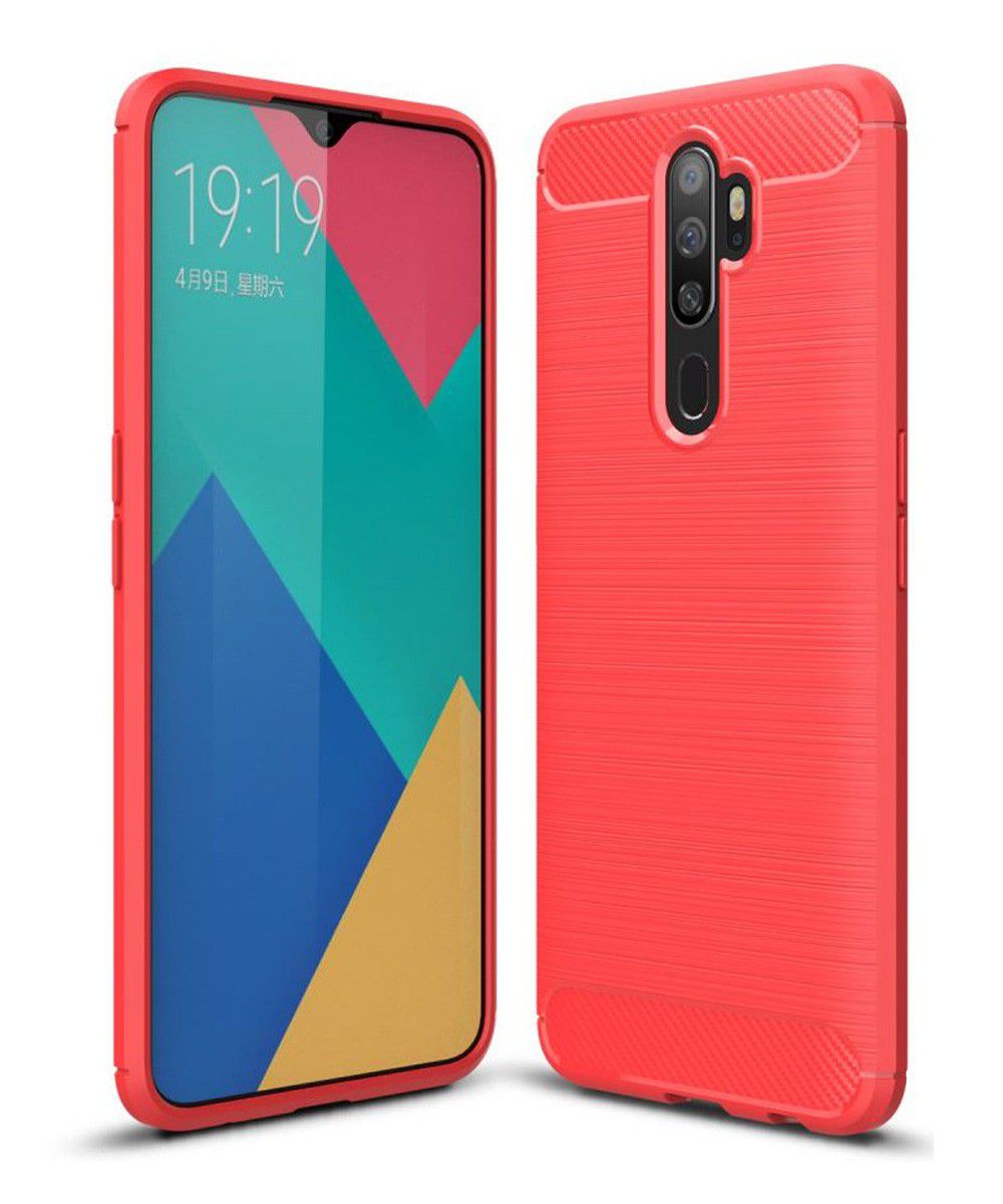 Oppo A5 / A9 (2020) Geborsteld TPU Hoesje Rood afbeelding 1