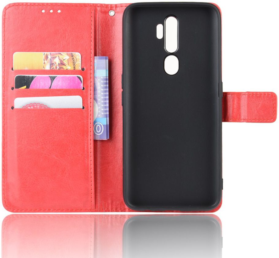 Oppo A5 / A9 (2020) Crazy Horse Portemonnee Hoesje Rood afbeelding 4