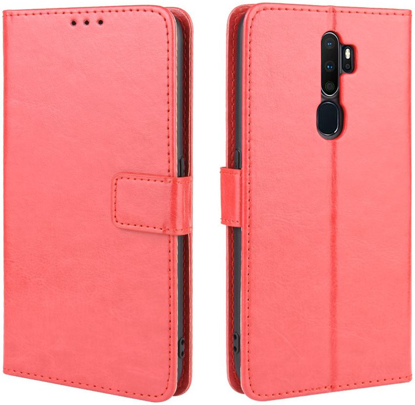 Oppo A5 / A9 (2020) Crazy Horse Portemonnee Hoesje Rood afbeelding 2
