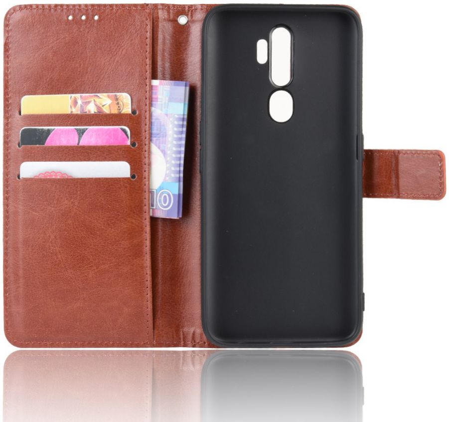 Oppo A5 / A9 (2020) Crazy Horse Portemonnee Hoesje Bruin afbeelding 4