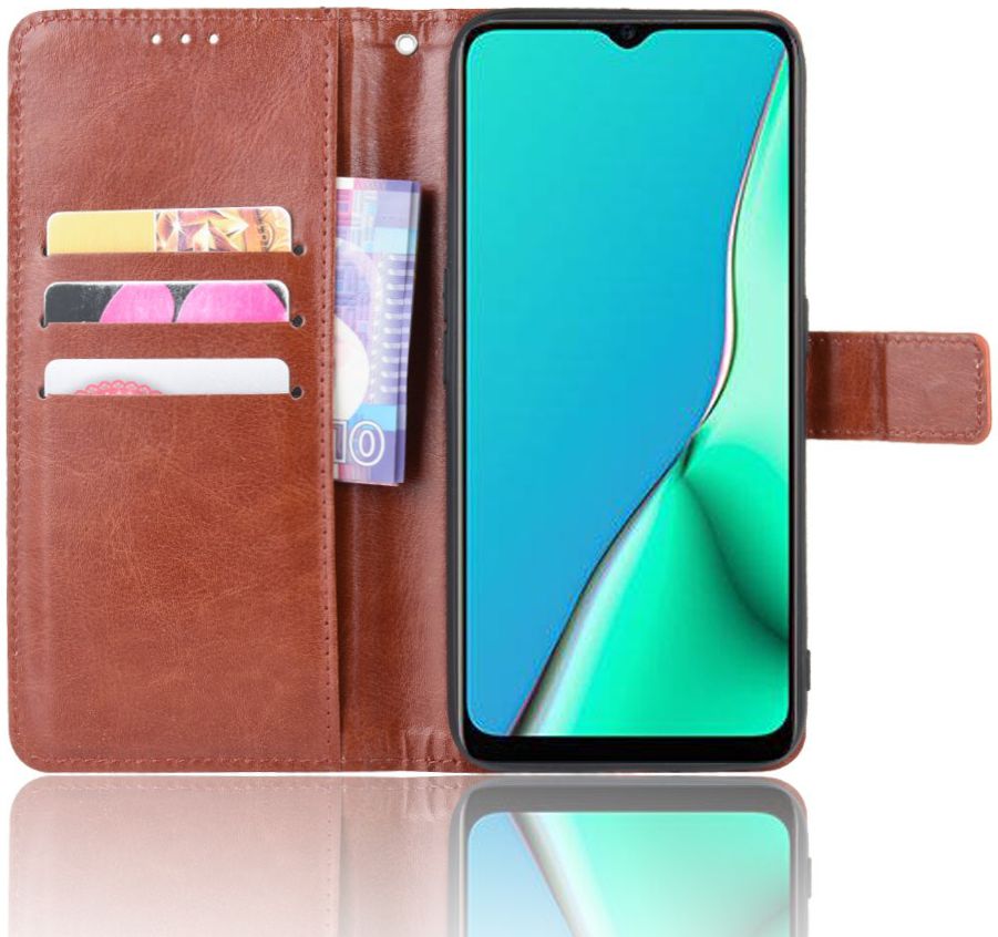 Oppo A5 / A9 (2020) Crazy Horse Portemonnee Hoesje Bruin afbeelding 1