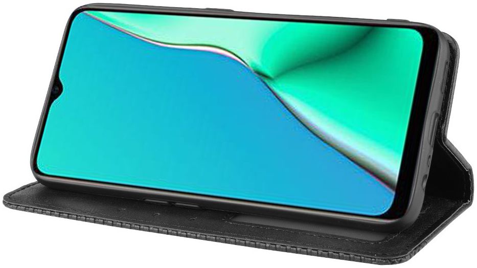 Oppo A5 / A9 (2020) Retro Stijl kunstlederen Portemonnee Hoesje Zwart afbeelding 6