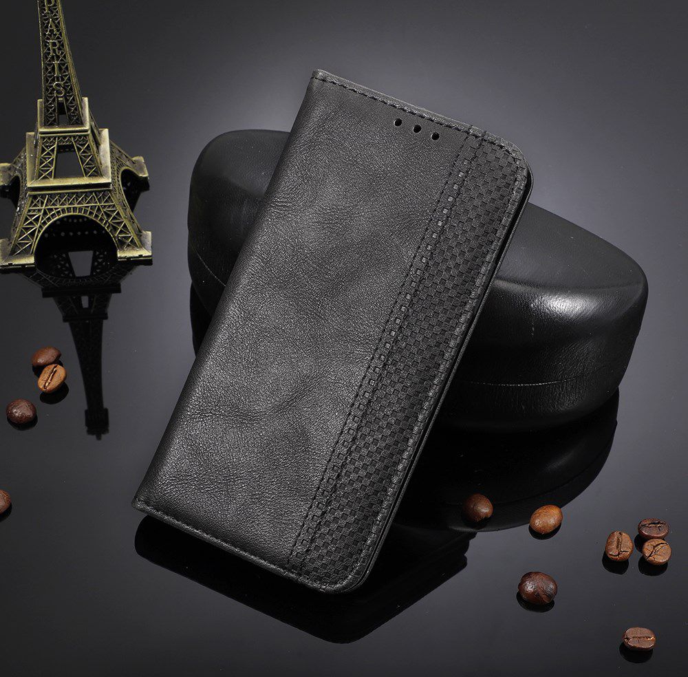 Oppo A5 / A9 (2020) Retro Stijl kunstlederen Portemonnee Hoesje Zwart afbeelding 8
