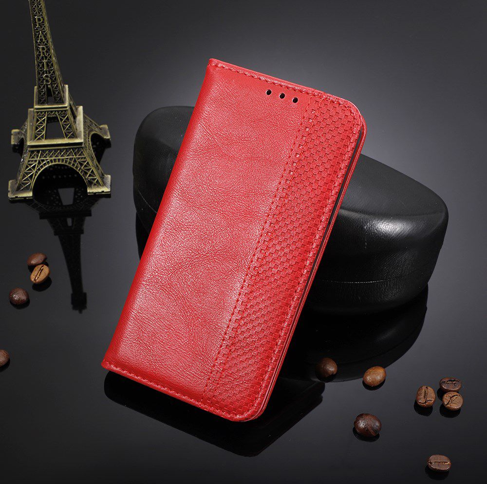 Oppo A5 / A9 (2020) Retro Stijl Kunstleren Portemonnee Hoesje Rood afbeelding 3