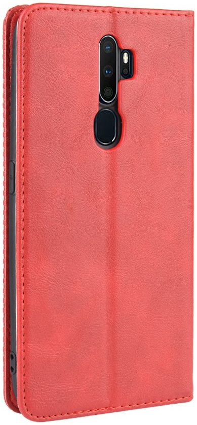 Oppo A5 / A9 (2020) Retro Stijl Kunstleren Portemonnee Hoesje Rood afbeelding 8