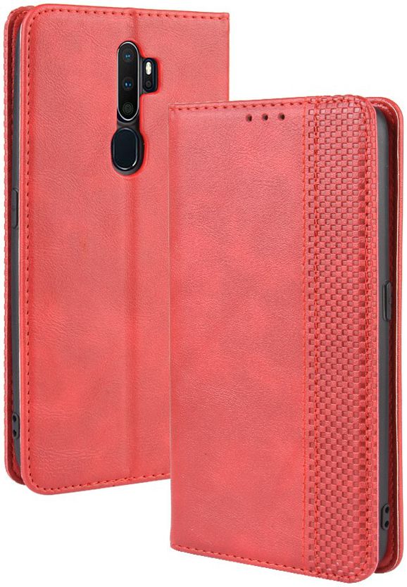 Oppo A5 / A9 (2020) Retro Stijl Kunstleren Portemonnee Hoesje Rood afbeelding 9