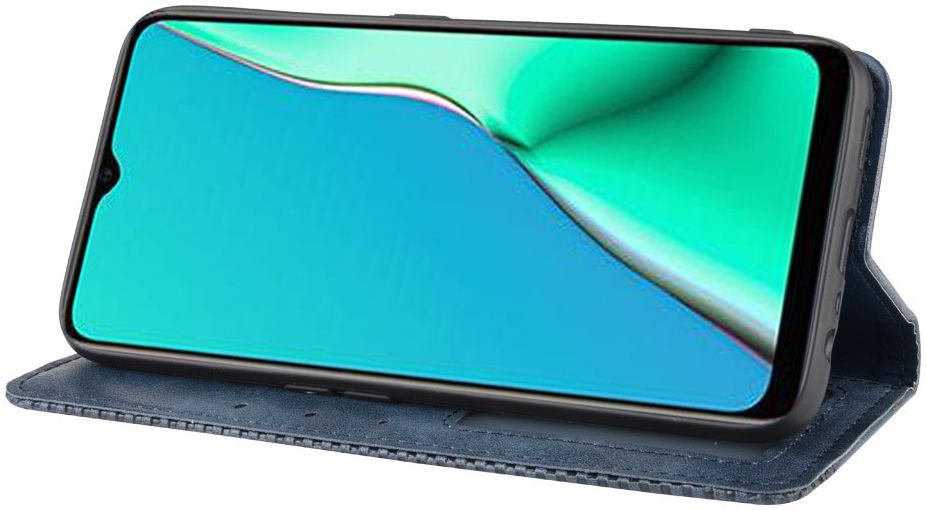 Oppo A5 / A9 (2020) Retro Stijl Kunstleren Portemonnee Hoesje Blauw afbeelding 4