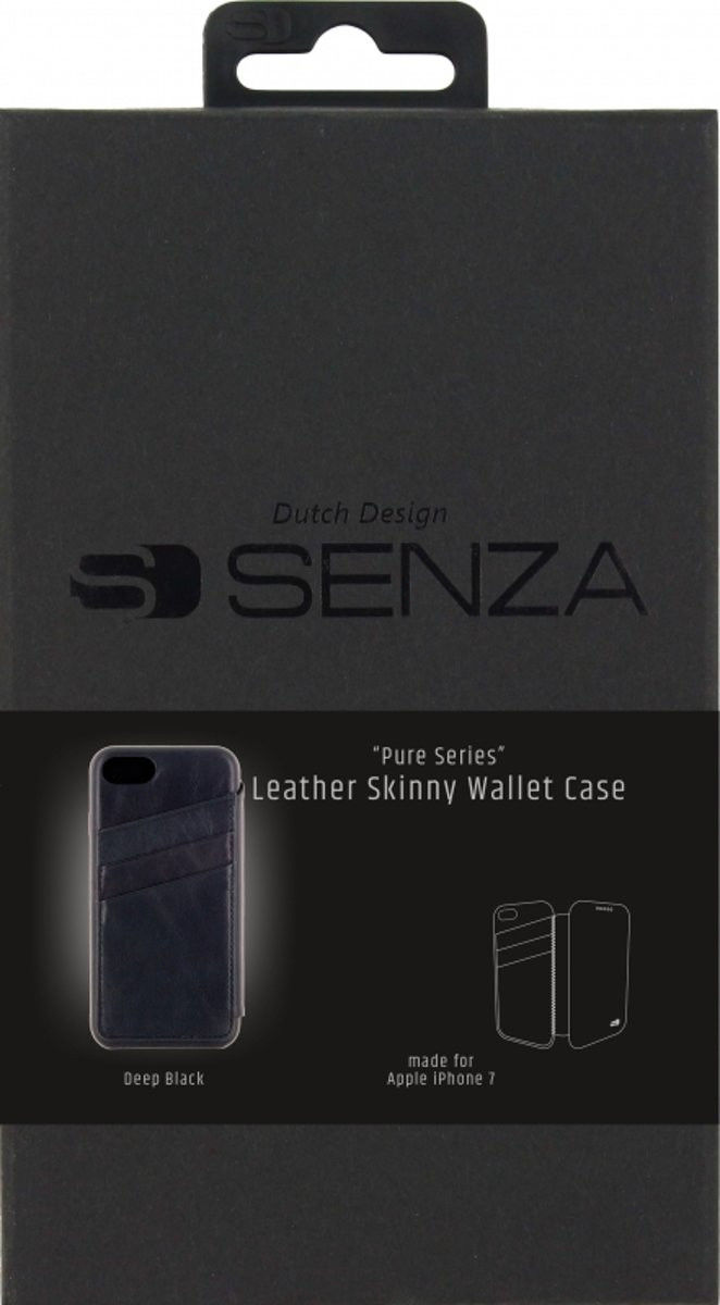 Senza Pure Apple iPhone SE (2020) Hoesje Dun Leren Wallet Case Zwart afbeelding 6