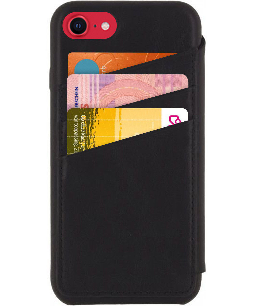 Senza Pure Apple iPhone SE (2020) Hoesje Dun Leren Wallet Case Zwart afbeelding 2