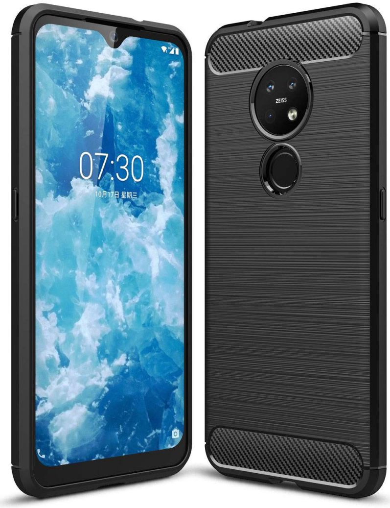 Nokia 6.2 / 7.2 Geborsteld TPU Hoesje Zwart afbeelding 1