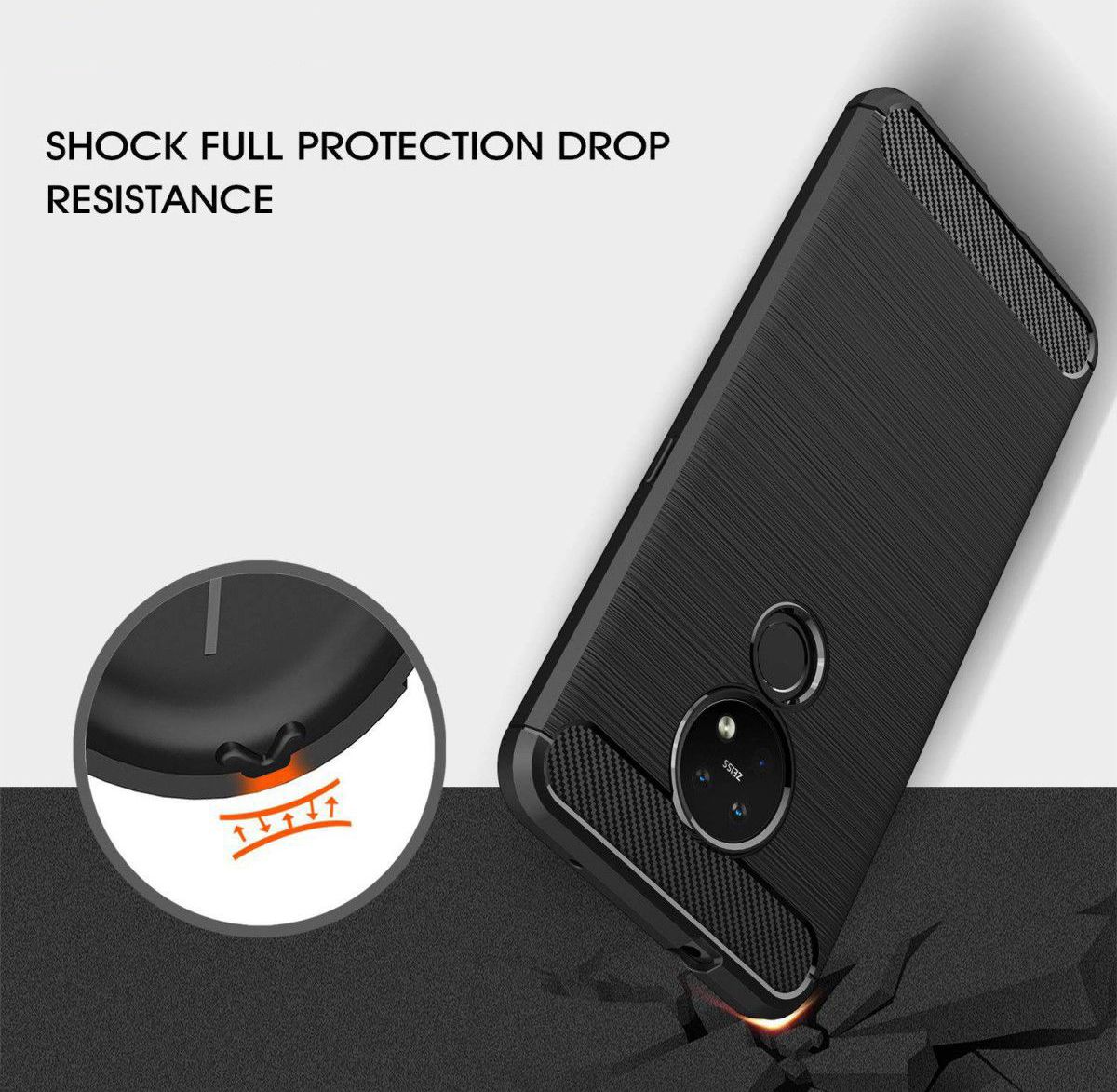 Nokia 6.2 / 7.2 Geborsteld TPU Hoesje Zwart afbeelding 6