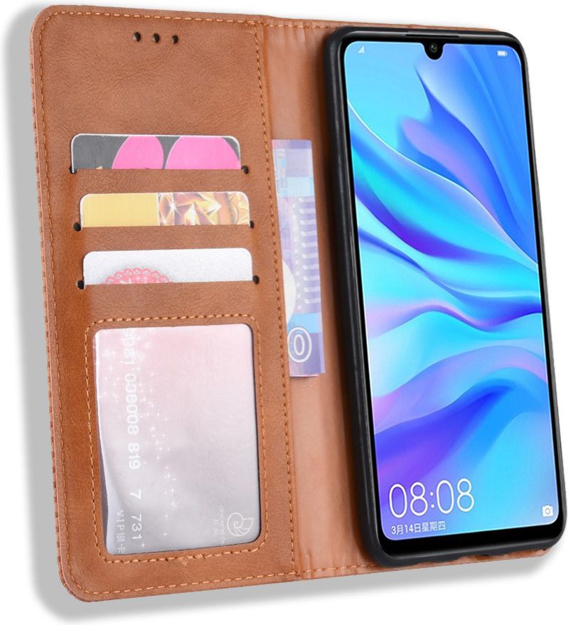 Honor 20 Lite Vintage Portemonnee Hoesje Bruin afbeelding 2