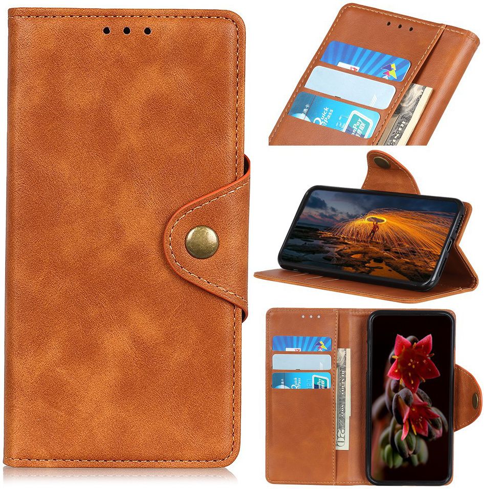 Motorola Moto E6s / E6 Plus Vintage Portemonnee Hoesje Drukknoop Bruin afbeelding 12