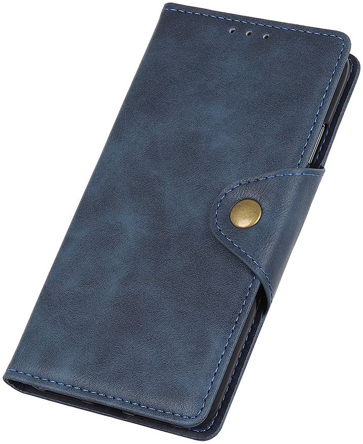 Motorola Moto E6 Plus Vintage Portemonnee Hoesje Drukknoop Blauw afbeelding 8