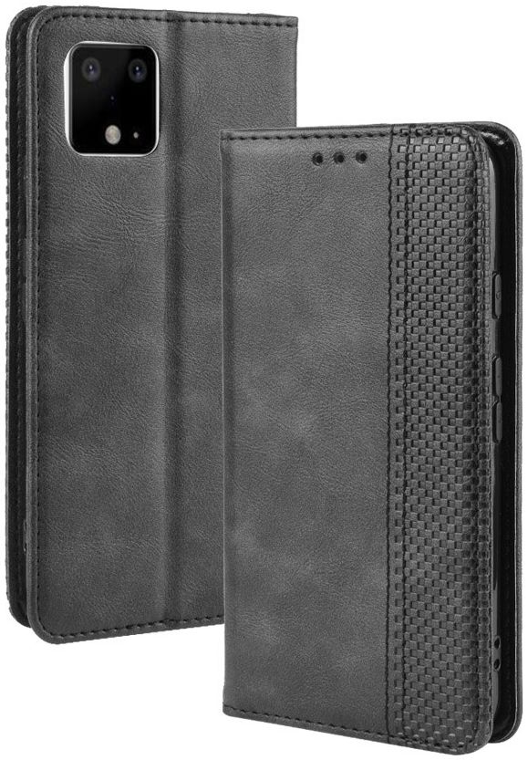 Google Pixel 4 XL Hoesje Retro Wallet Book Case Kunst Leer Zwart afbeelding 2