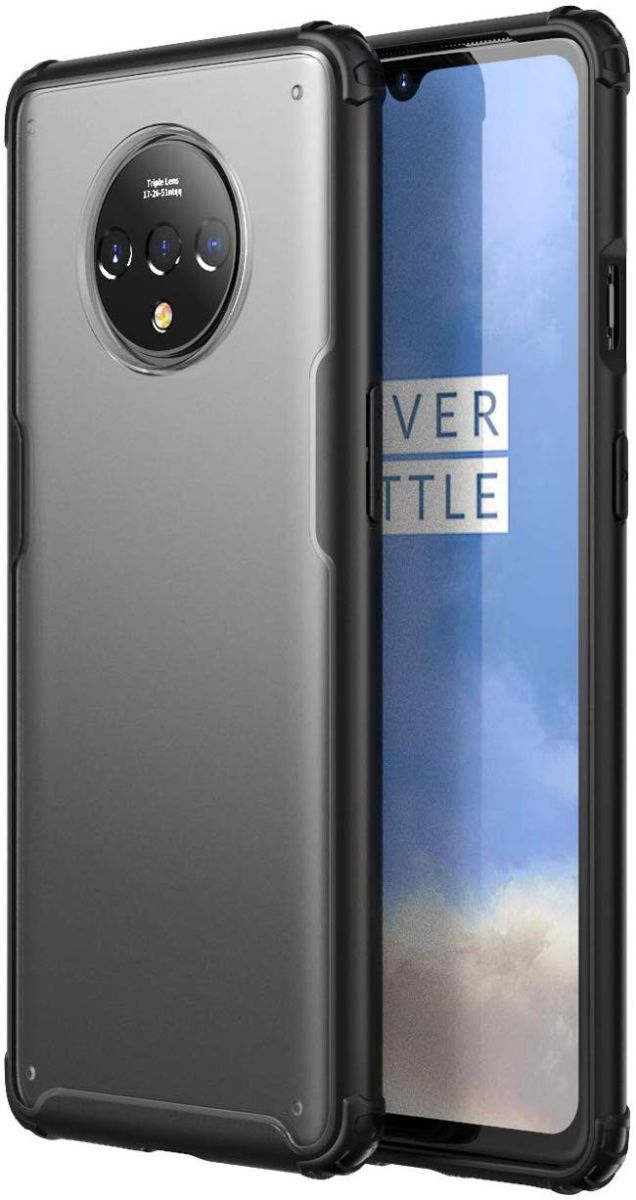 OnePlus 7T Slim Fit Hybride Hoesje Transparant/Zwart afbeelding 1