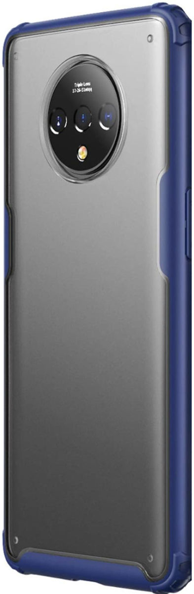 OnePlus 7T Slim Fit Hybride Hoesje Transparant/Blauw afbeelding 3