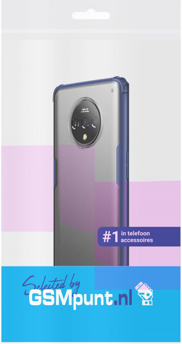 OnePlus 7T Slim Fit Hybride Hoesje Transparant/Blauw afbeelding 2