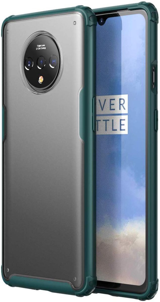 OnePlus 7T Slim Fit Hybride Hoesje Transparant/Midnight Green afbeelding 1