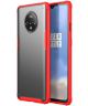OnePlus 7T Slim Fit Hybride Hoesje Transparant/Rood