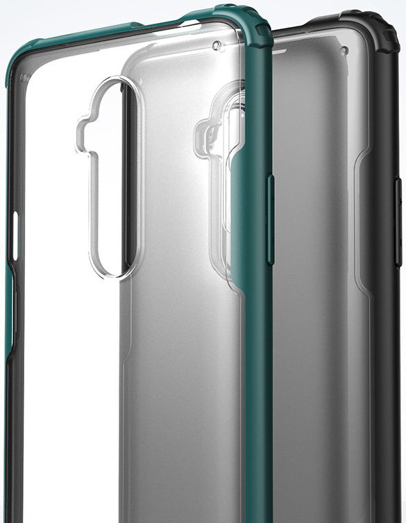 OnePlus 7T Pro Slim Fit Hybride Hoesje Transparant/Midnight Green afbeelding 2