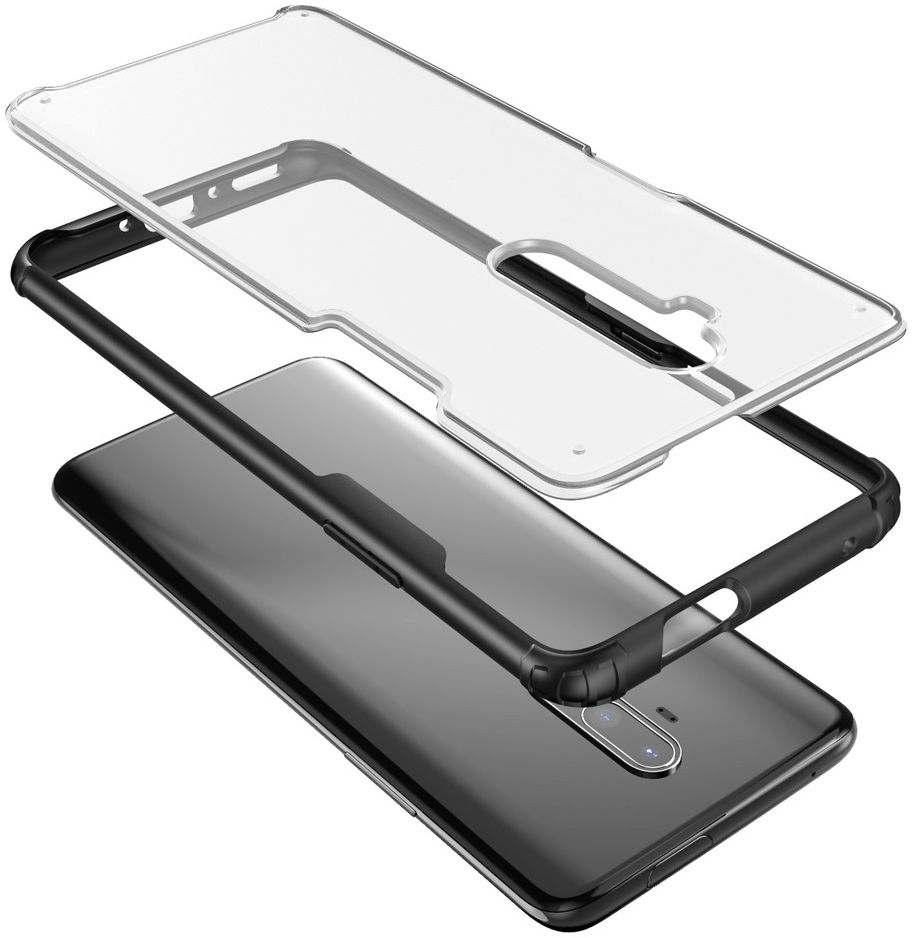 OnePlus 7T Pro Slim Fit Hybride Hoesje Transparant/Midnight Green afbeelding 3