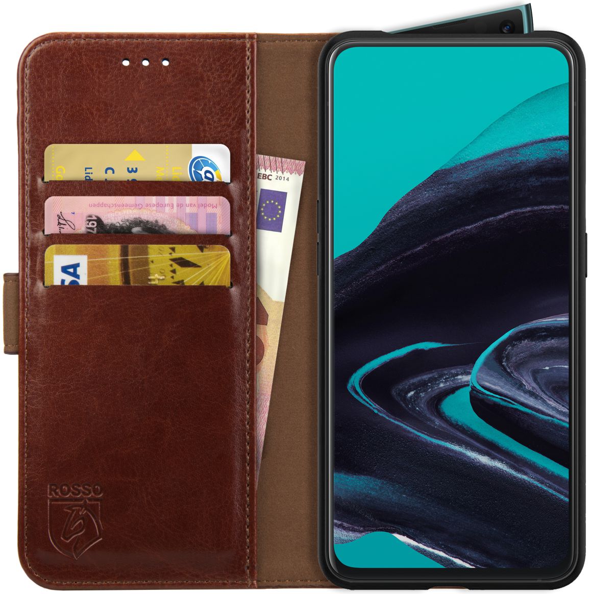 Rosso Element Oppo Reno2 Hoesje Book Cover Bruin afbeelding 1