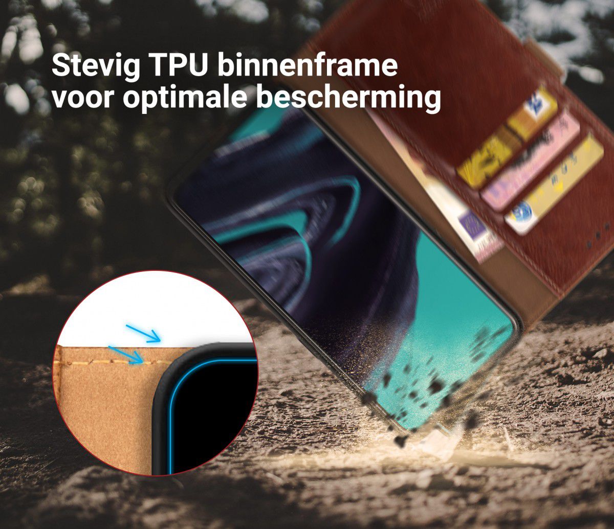 Rosso Element Oppo Reno2 Hoesje Book Cover Bruin afbeelding 5