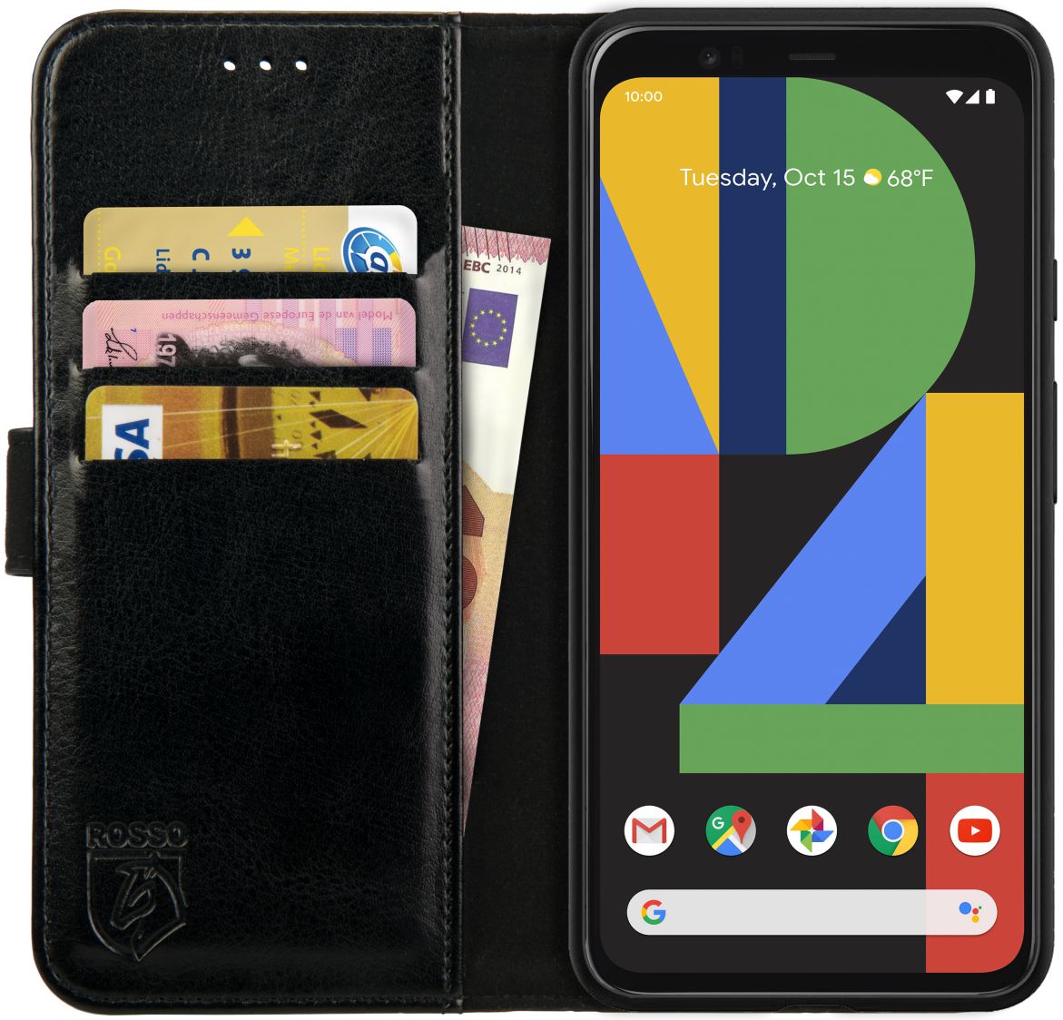 Rosso Element Google Pixel 4 XL Hoesje Book Cover Zwart afbeelding 1