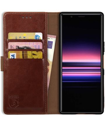 Rosso Element Sony Xperia 5 Hoesje Book Cover Bruin Hoesjes