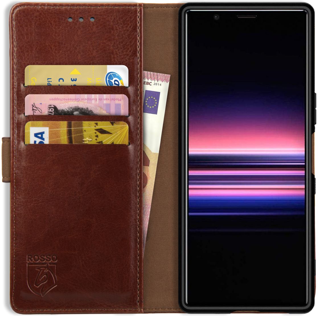 Rosso Element Sony Xperia 5 Hoesje Book Cover Bruin afbeelding 1