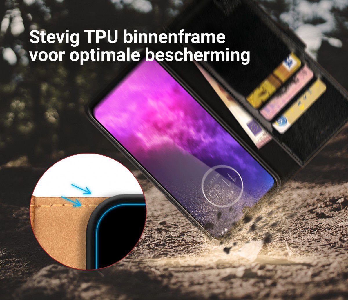 Rosso Element Motorola One Zoom Hoesje Book Cover Zwart afbeelding 8