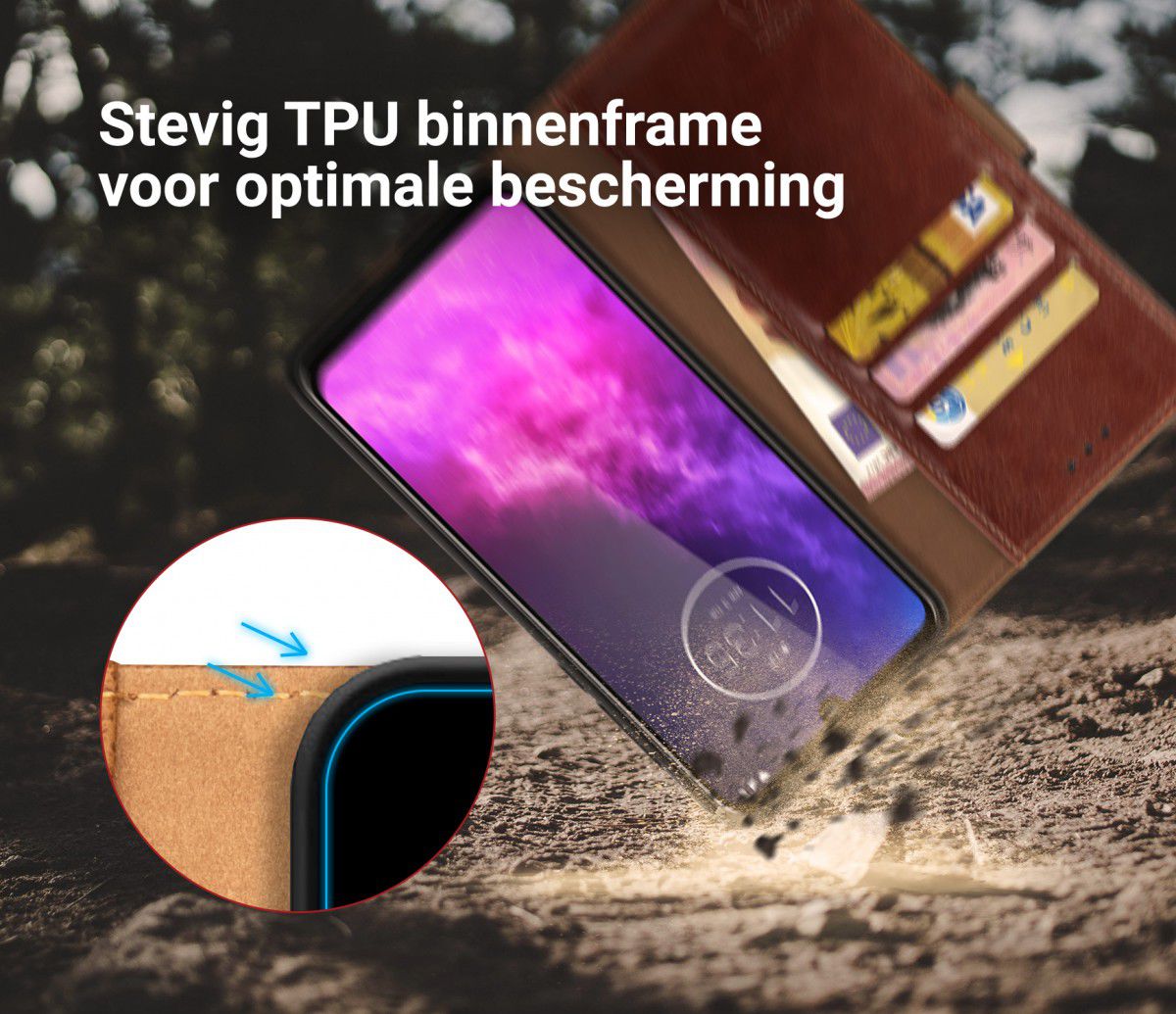 Rosso Element Motorola One Zoom Hoesje Book Cover Bruin afbeelding 6